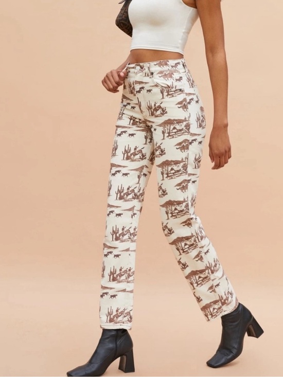 Reformation Denim - Reformation Sonora High Rise Straight Leg Jeans Cowboy Desert Sands Print